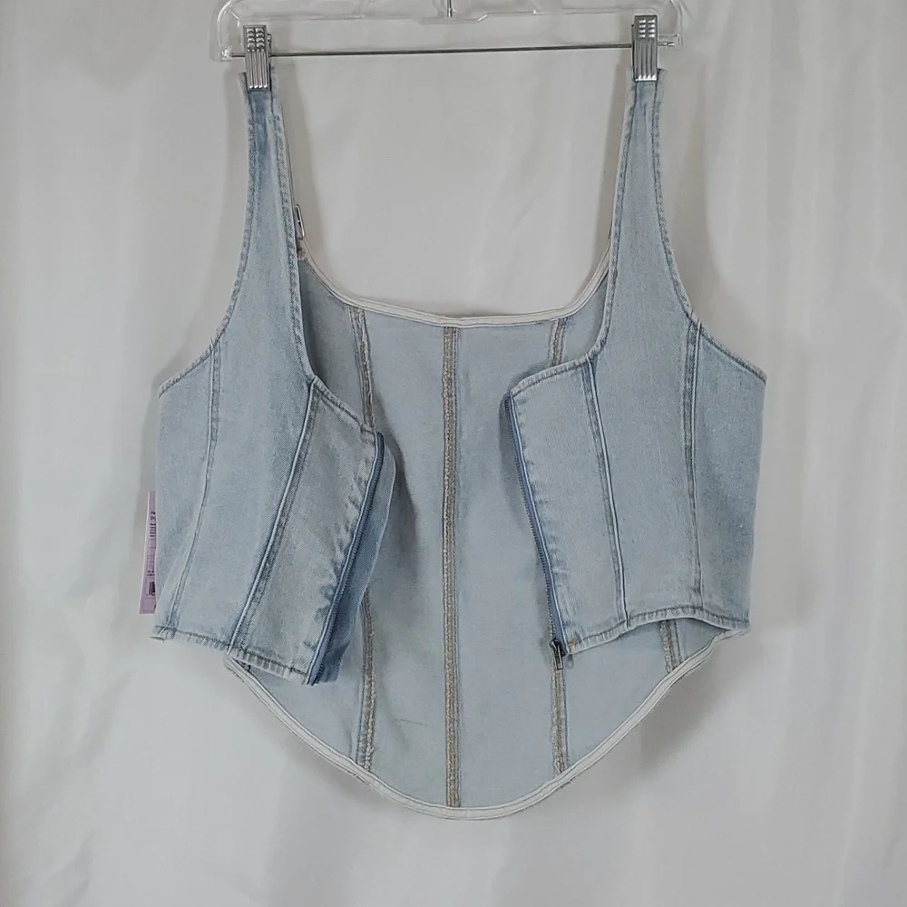 Wild Fable Women's Cropped Denim Corset Tank Top ~ Blue - Picture 16 of 16